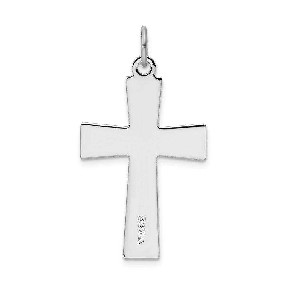Million Charms 925 Sterling Silver Rhodium-Plated Enameled Latin Relgious Cross Charm
