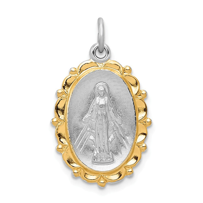 Million Charms 925 Sterling Silver Rhodium-Plated & Vermeil Religious Miraculous Medal