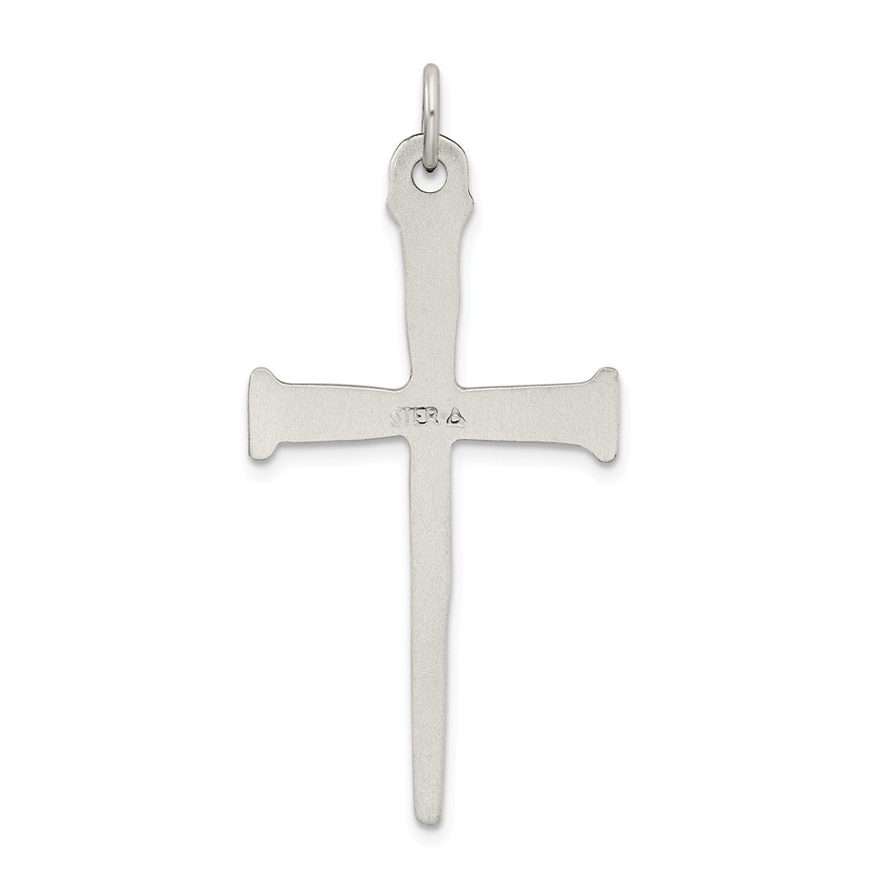 Million Charms 925 Sterling Silver Antiqued Nail Relgious Cross Pendant