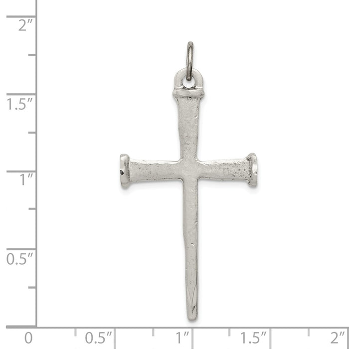 Million Charms 925 Sterling Silver Antiqued Nail Relgious Cross Pendant