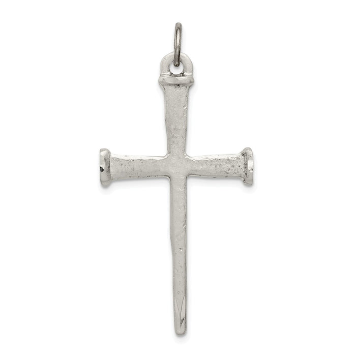 Million Charms 925 Sterling Silver Antiqued Nail Relgious Cross Pendant