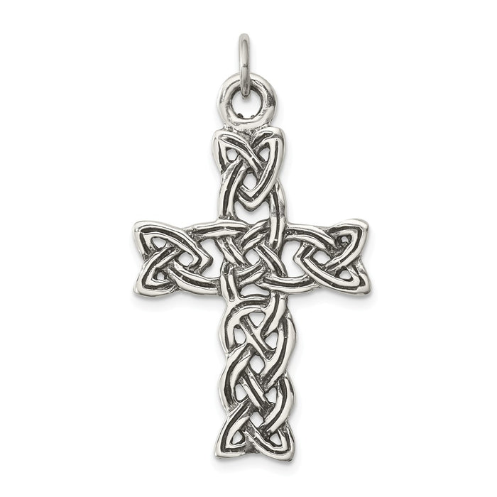 Million Charms 925 Sterling Silver Antiqued Celtic Relgious Cross Pendant