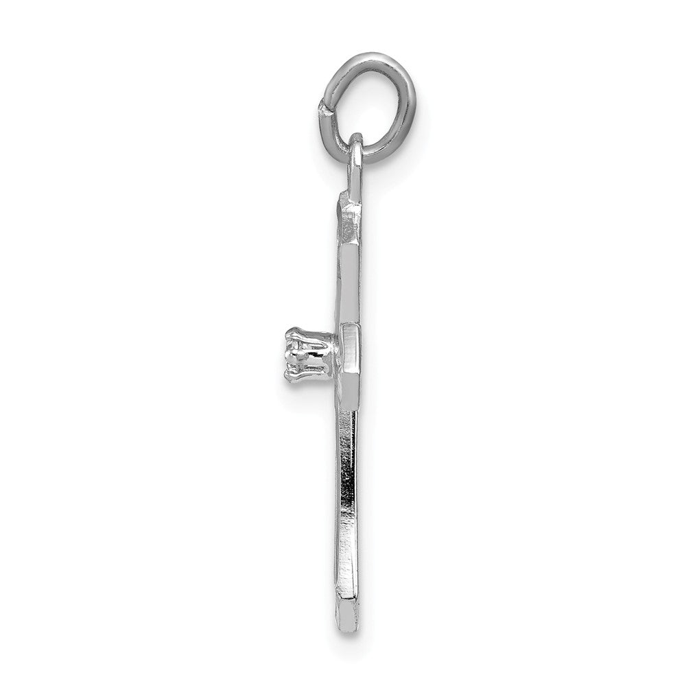 Million Charms 925 Sterling Silver Rhodium-Plated (Cubic Zirconia) CZ Passion Relgious Cross Charm