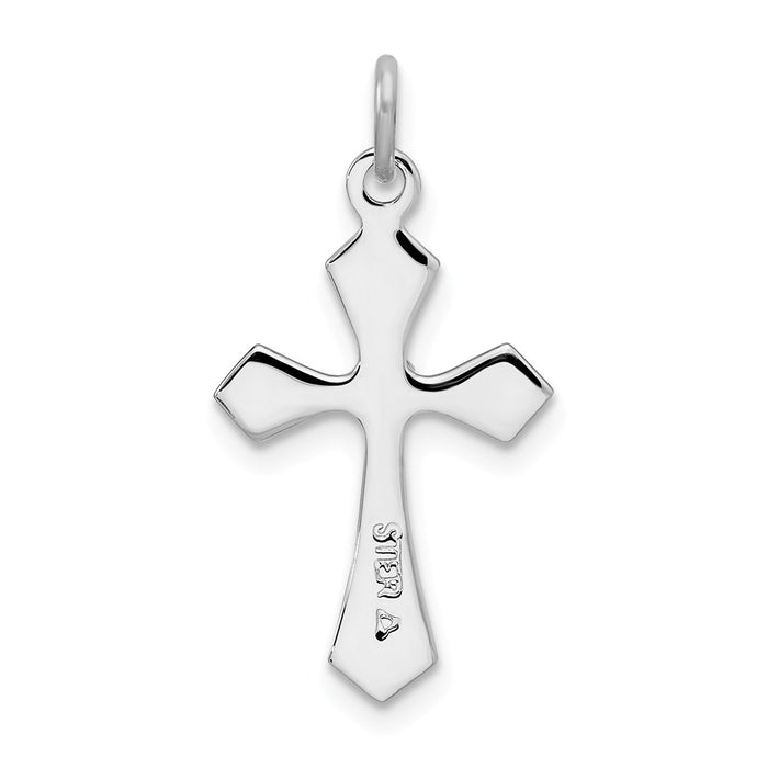 Million Charms 925 Sterling Silver Rhodium-Plated (Cubic Zirconia) CZ Passion Relgious Cross Charm