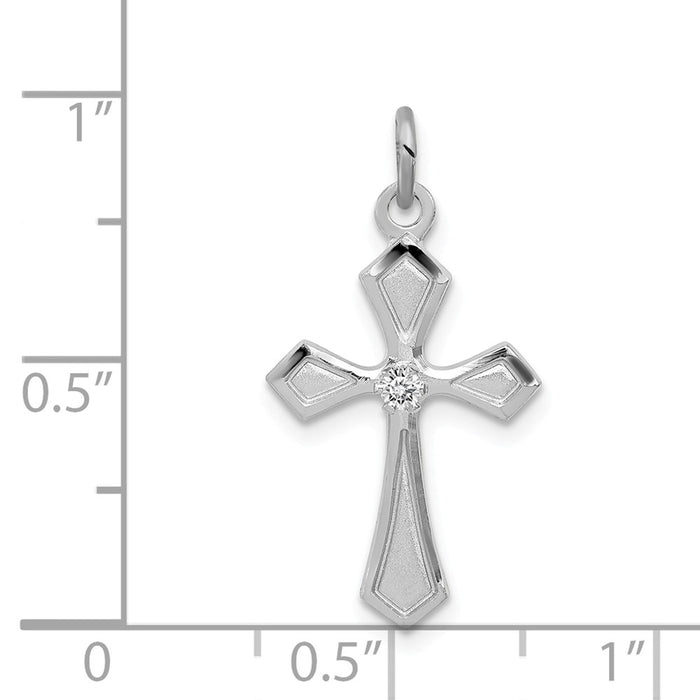 Million Charms 925 Sterling Silver Rhodium-Plated (Cubic Zirconia) CZ Passion Relgious Cross Charm