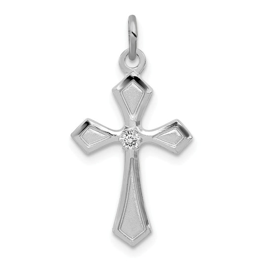 Million Charms 925 Sterling Silver Rhodium-Plated (Cubic Zirconia) CZ Passion Relgious Cross Charm