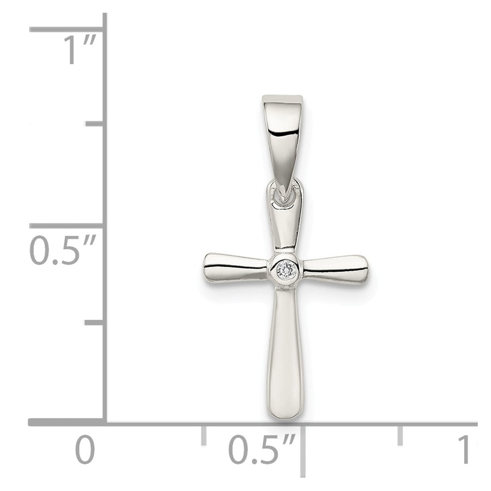 Million Charms 925 Sterling Silver (Cubic Zirconia) CZ Relgious Cross Pendant