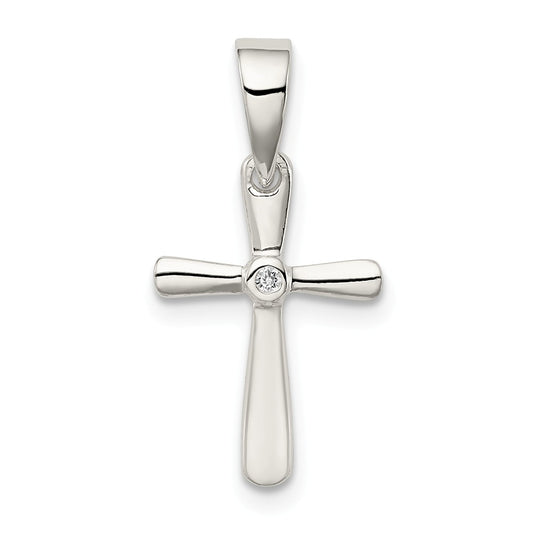 Million Charms 925 Sterling Silver (Cubic Zirconia) CZ Relgious Cross Pendant