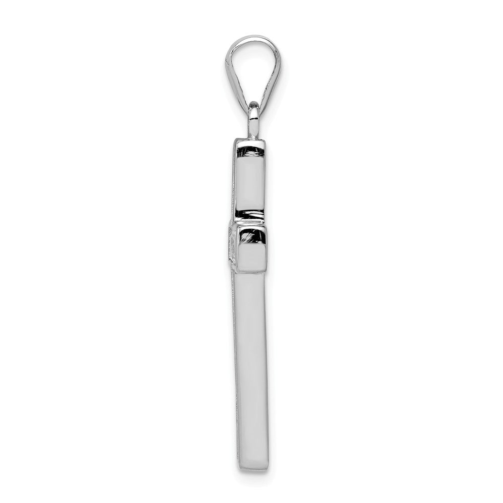 Million Charms 925 Sterling Silver Rhodium-Plated (Cubic Zirconia) CZ Relgious Cross Pendant