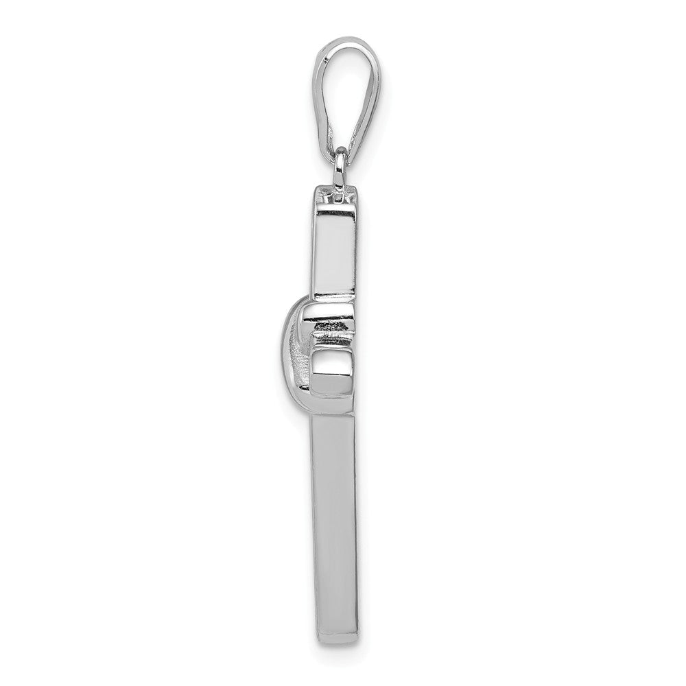 Million Charms 925 Sterling Silver Rhodium-Plated (Cubic Zirconia) CZ Relgious Cross Charm