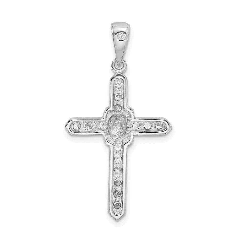 Million Charms 925 Sterling Silver Rhodium-Plated (Cubic Zirconia) CZ Relgious Cross Charm