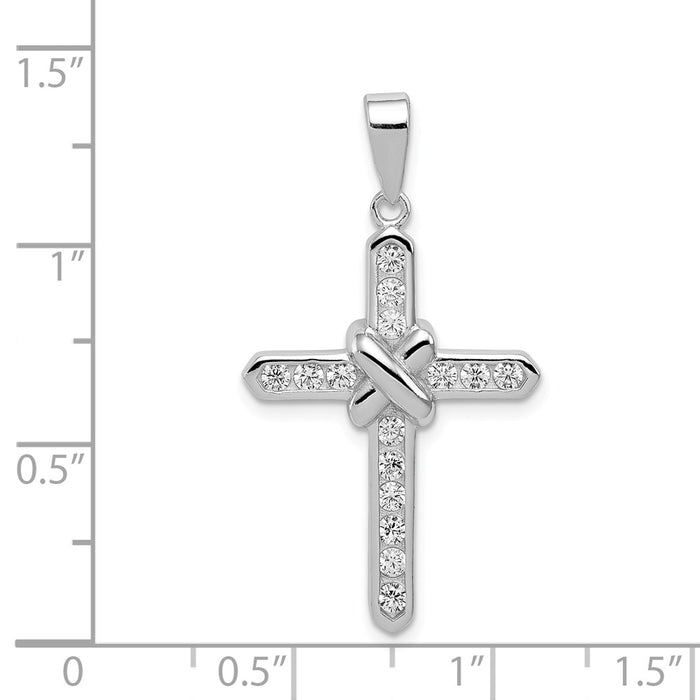 Million Charms 925 Sterling Silver Rhodium-Plated (Cubic Zirconia) CZ Relgious Cross Charm
