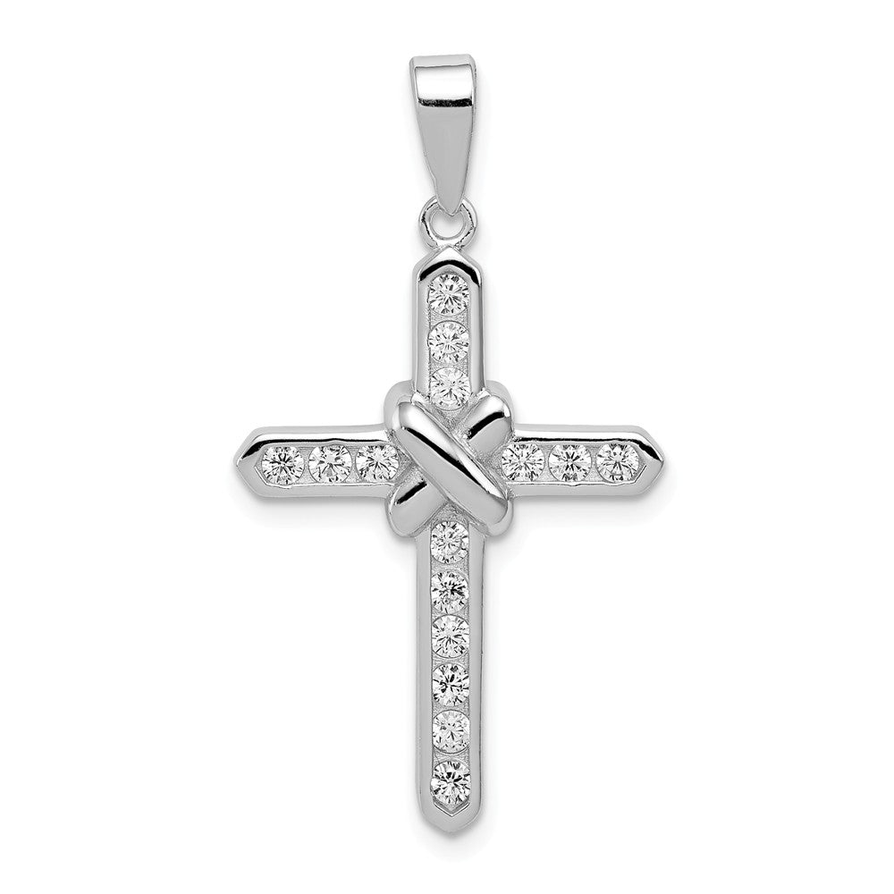 Million Charms 925 Sterling Silver Rhodium-Plated (Cubic Zirconia) CZ Relgious Cross Charm