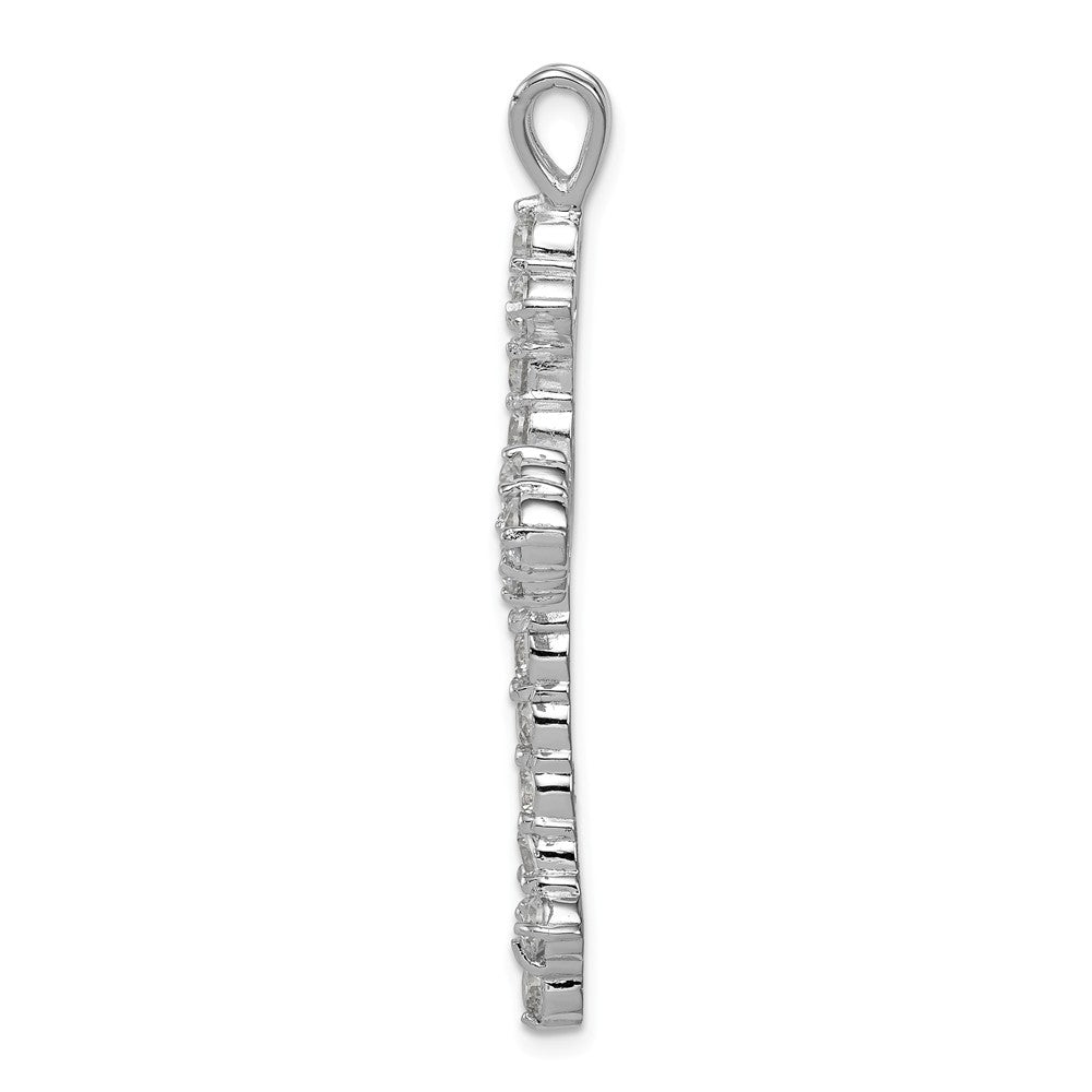 Million Charms 925 Sterling Silver Rhodium-Plated (Cubic Zirconia) CZ Relgious Cross Pendant