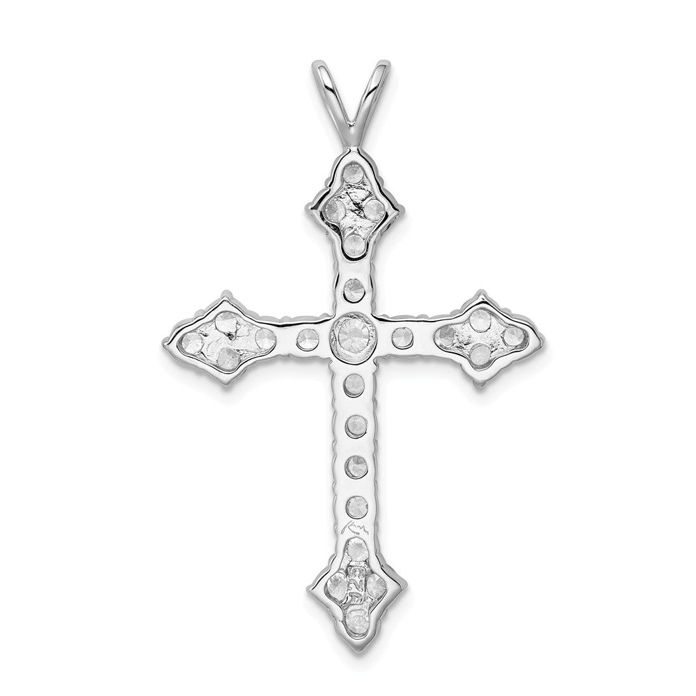 Million Charms 925 Sterling Silver Rhodium-Plated (Cubic Zirconia) CZ Relgious Cross Pendant