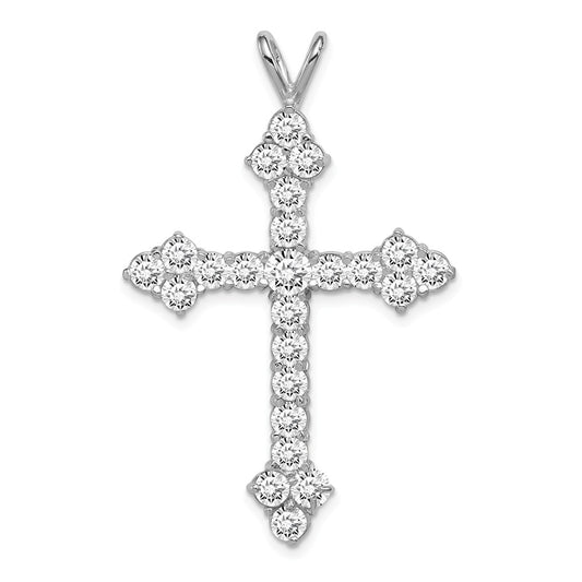 Million Charms 925 Sterling Silver Rhodium-Plated (Cubic Zirconia) CZ Relgious Cross Pendant