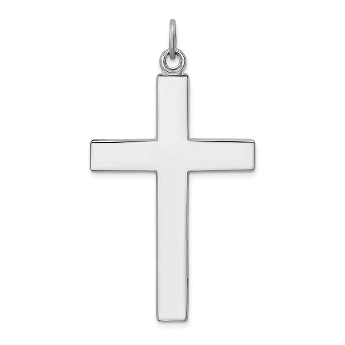 Million Charms 925 Sterling Silver Rhodium-Plated Relgious Cross Lord'S Prayer Pendant