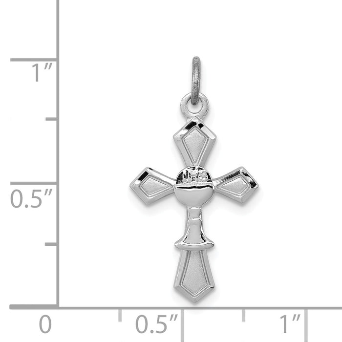 Million Charms 925 Sterling Silver Rhodium-Plated Chalice Relgious Cross Charm