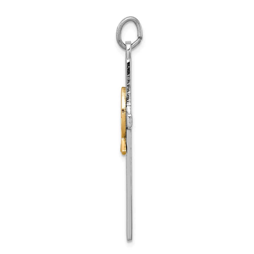 Million Charms 925 Sterling Silver Rhodium-Plated & Vermeil Relgious Cross Pendant