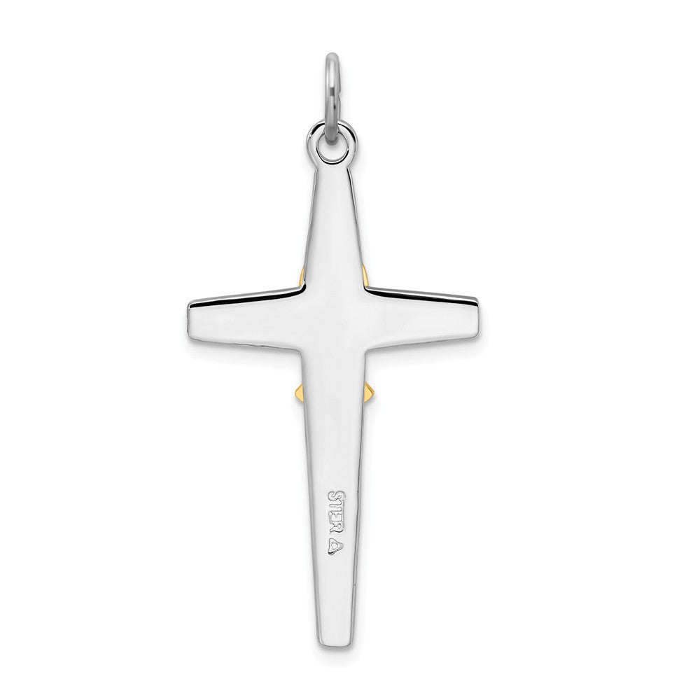 Million Charms 925 Sterling Silver Rhodium-Plated & Vermeil Relgious Cross Pendant