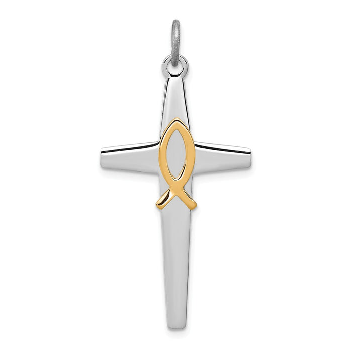 Million Charms 925 Sterling Silver Rhodium-Plated & Vermeil Relgious Cross Pendant
