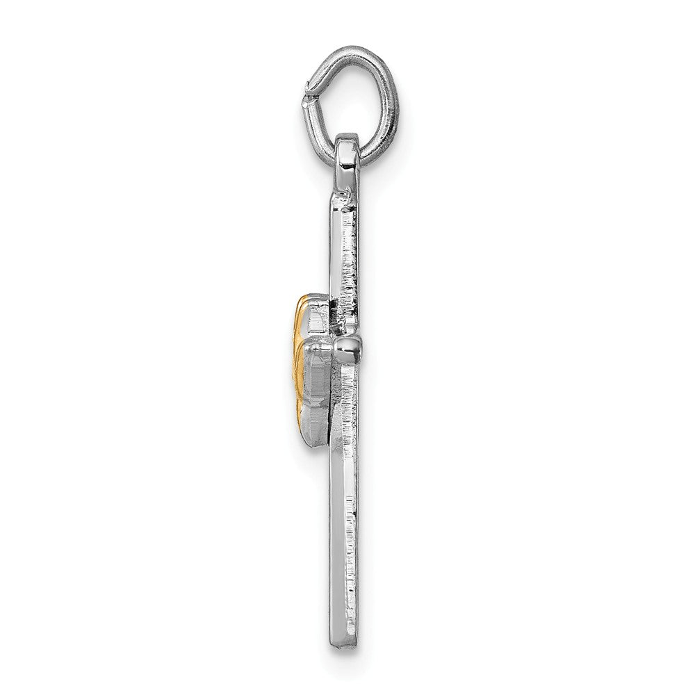 Million Charms 925 Sterling Silver Rhodium-Plated & Vermeil Dove Relgious Cross Charm