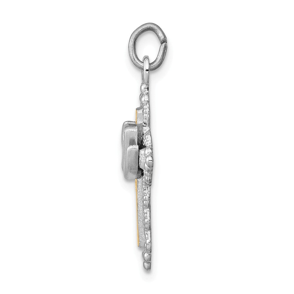 Million Charms 925 Sterling Silver Rhodium-Plated & Vermeil Dove Relgious Cross Charm