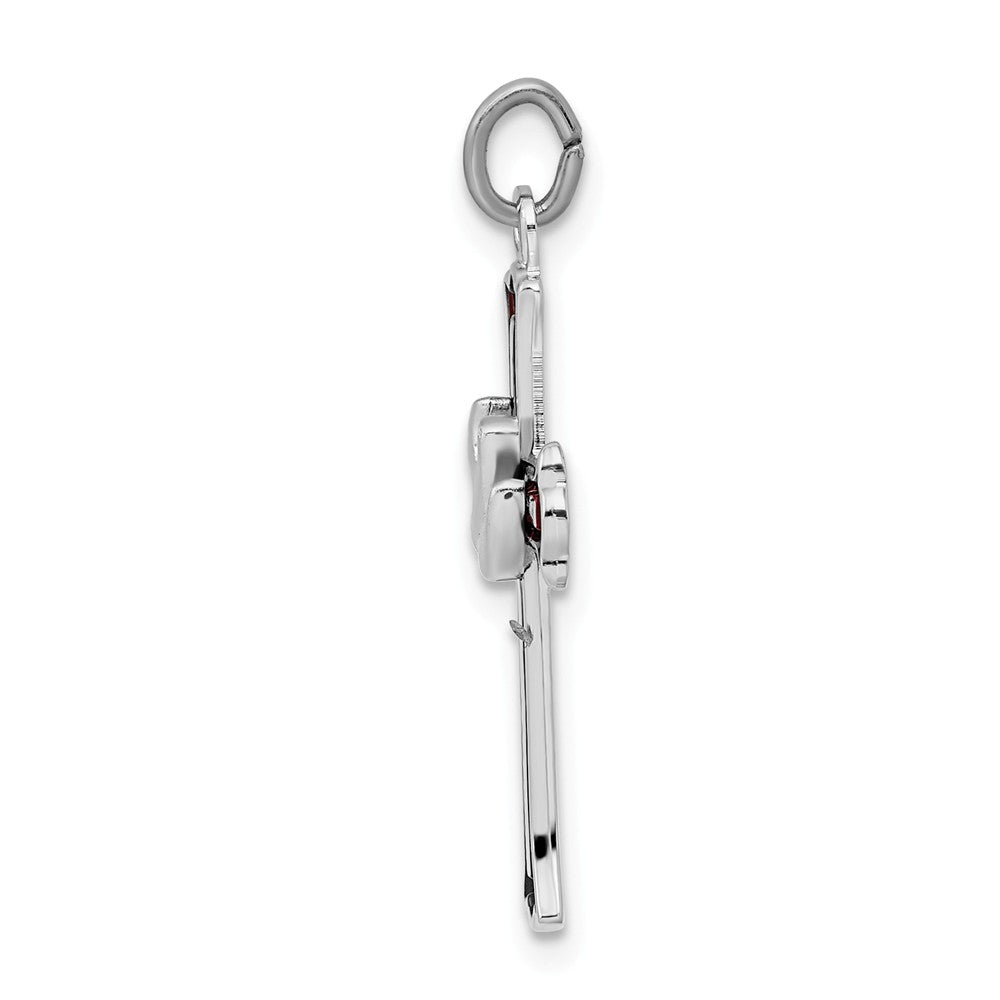 Million Charms 925 Sterling Silver Rhodium-Plated Enameled Relgious Cross With Dove Charm