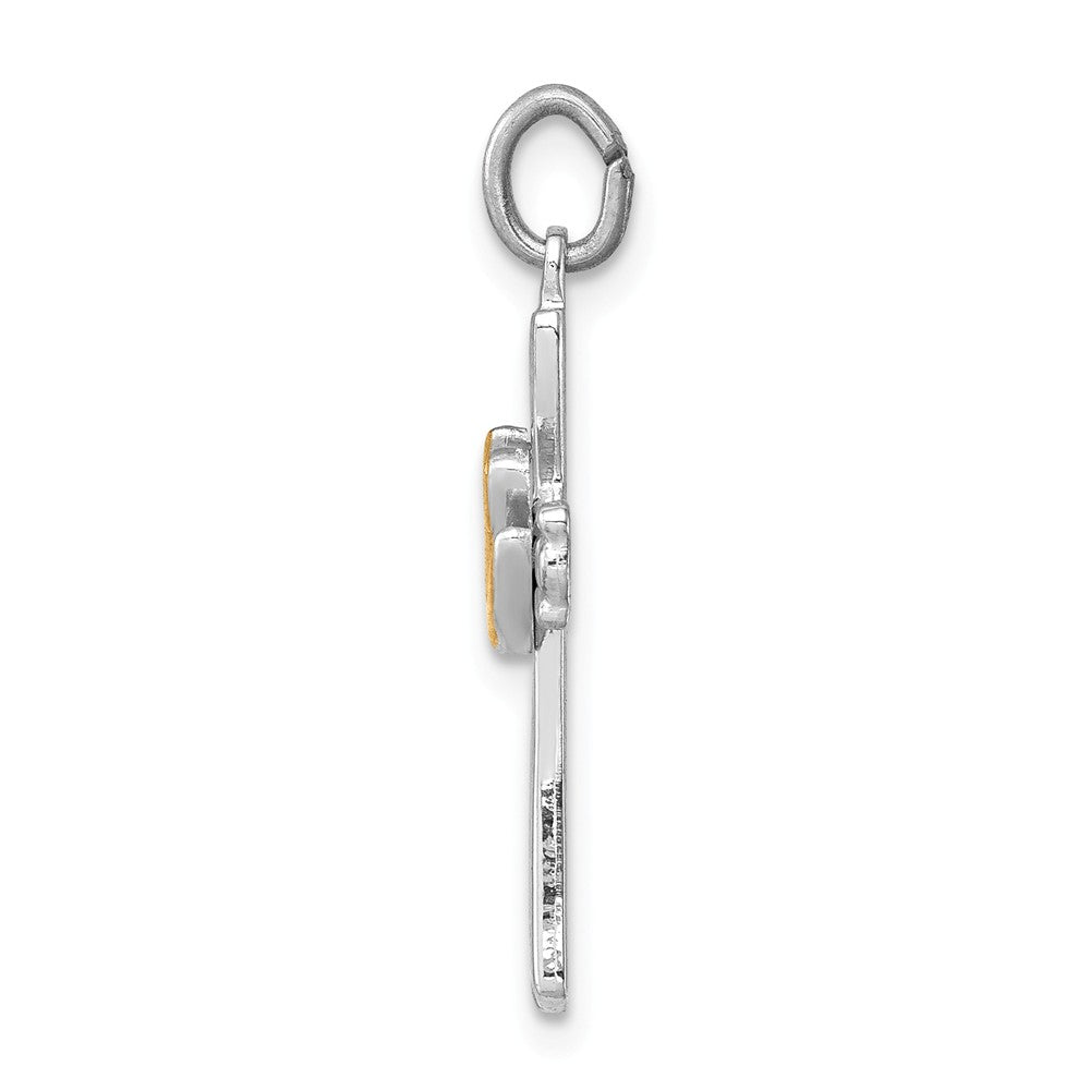 Million Charms 925 Sterling Silver Rhodium-Plated & Vermeil Dove Relgious Cross Charm