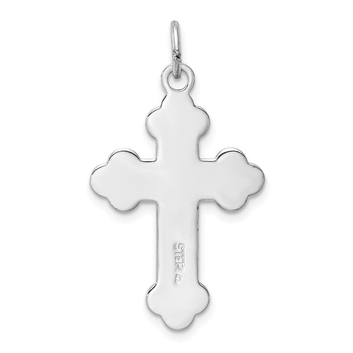 Million Charms 925 Sterling Silver Rhodium-Plated Enameled Relgious Cross Pendant