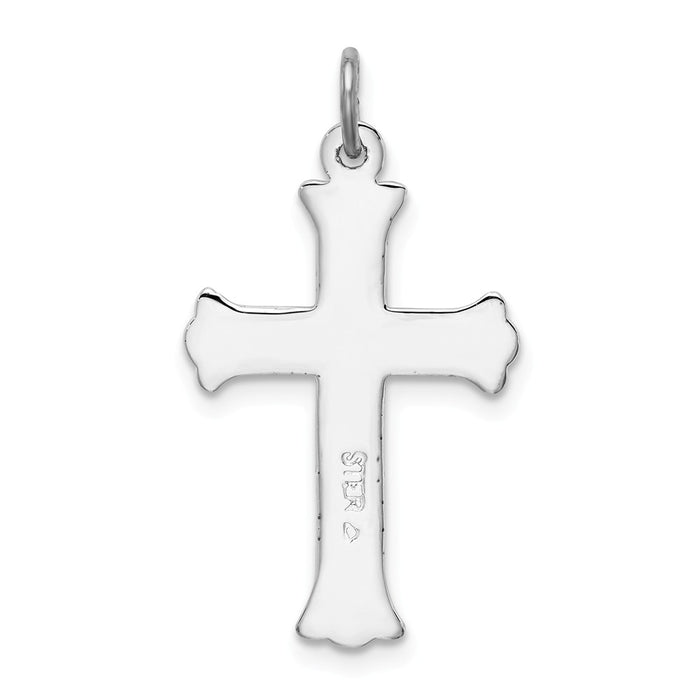 Million Charms 925 Sterling Silver Rhodium-Plated Enameled Relgious Cross Charm