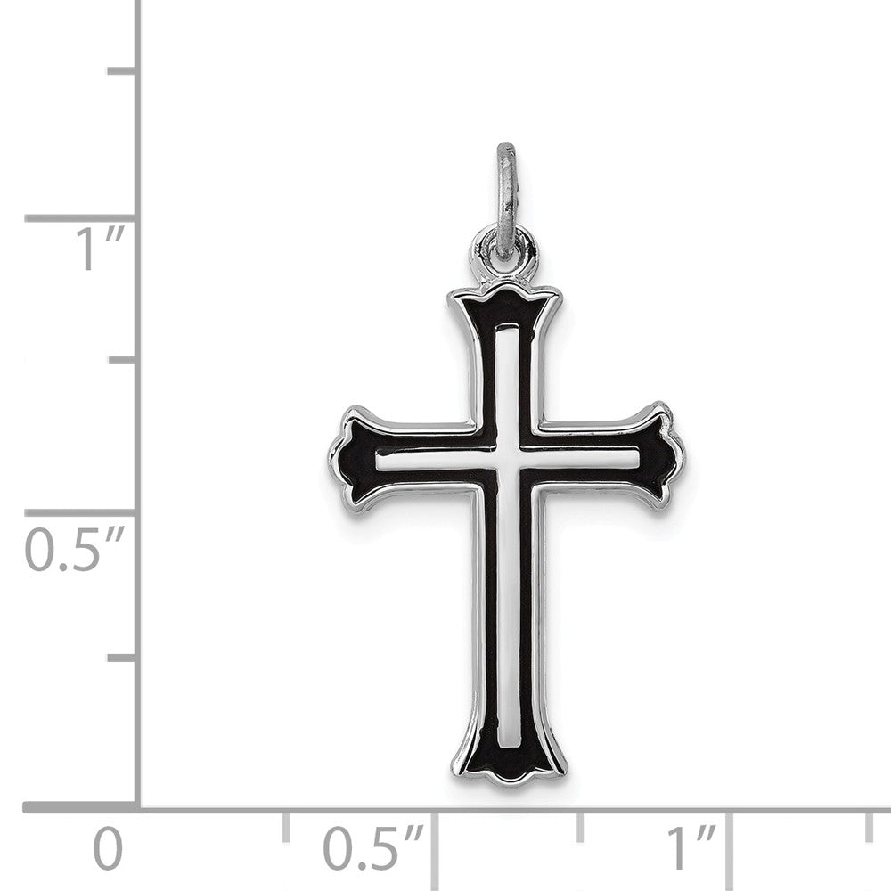 Million Charms 925 Sterling Silver Rhodium-Plated Enameled Relgious Cross Charm