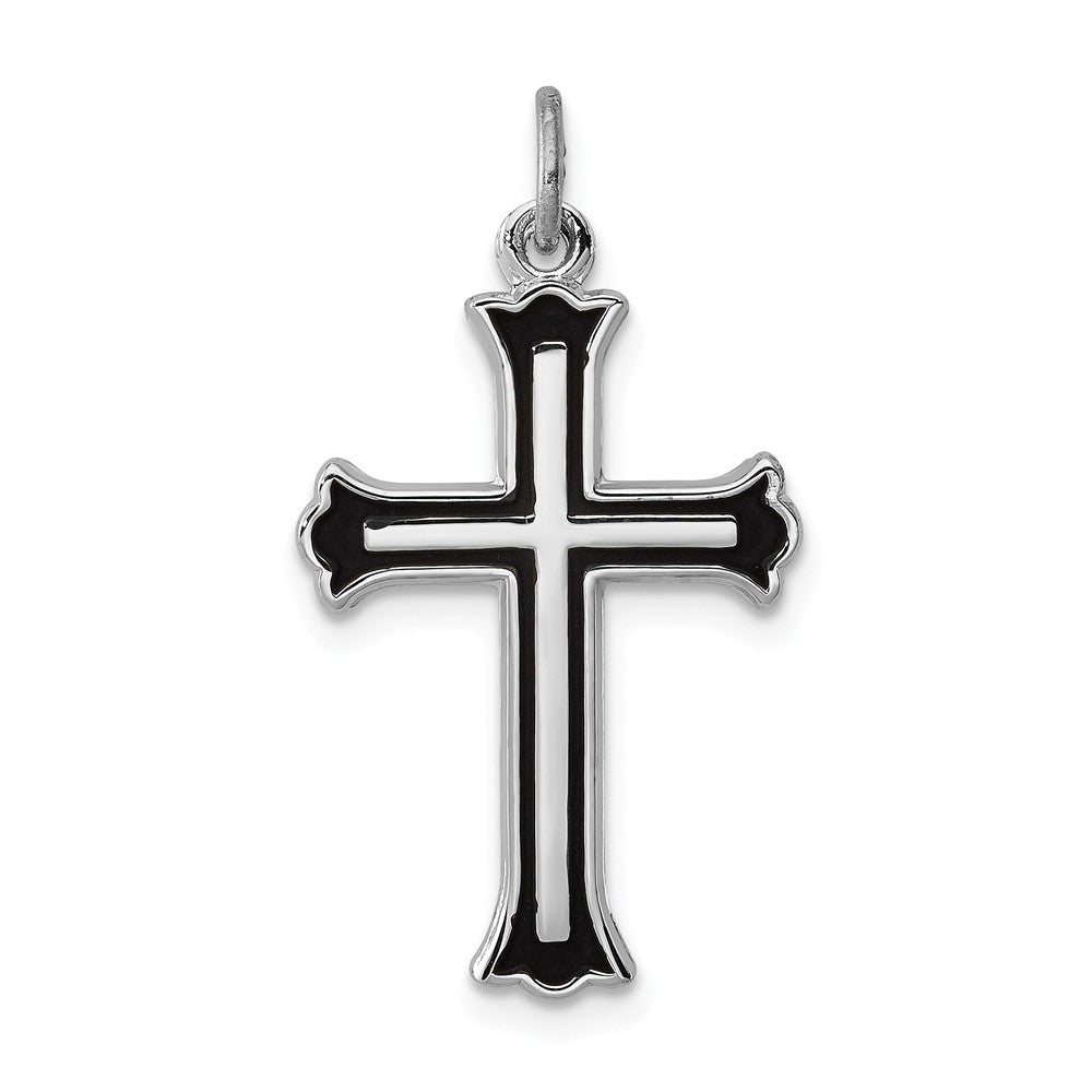 Million Charms 925 Sterling Silver Rhodium-Plated Enameled Relgious Cross Charm