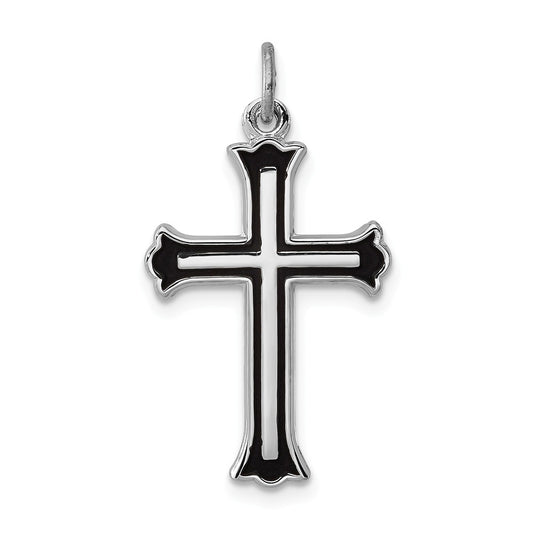 Million Charms 925 Sterling Silver Rhodium-Plated Enameled Relgious Cross Charm