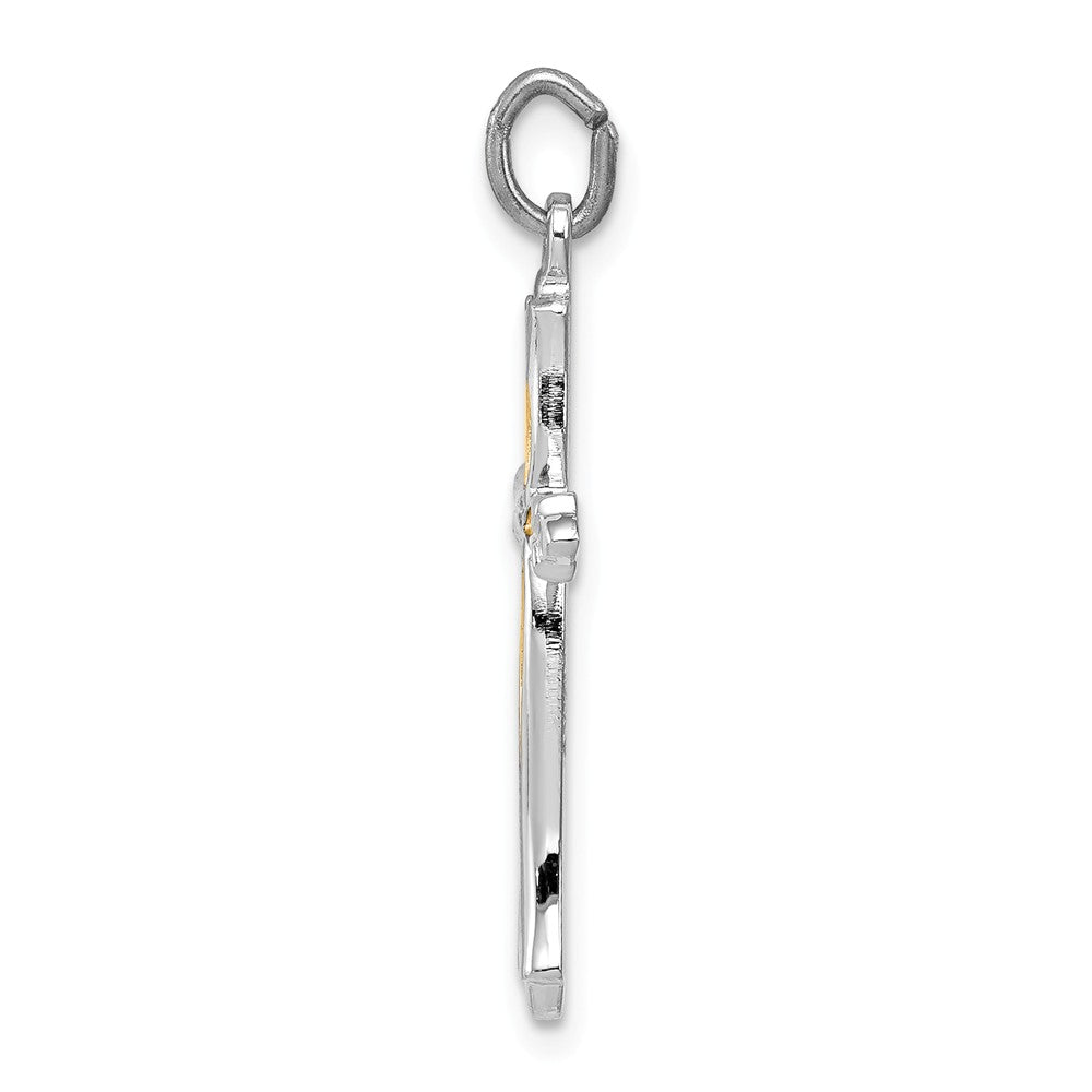 Million Charms 925 Sterling Silver Rhodium-Plated, Vermeil Relgious Cross Pendant