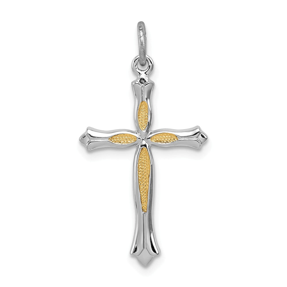 Million Charms 925 Sterling Silver Rhodium-Plated, Vermeil Relgious Cross Pendant