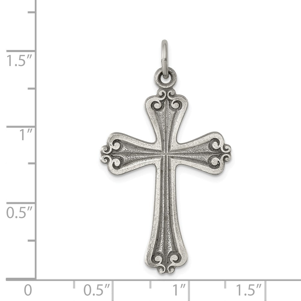 Million Charms 925 Sterling Silver Antiqued Relgious Cross Pendant
