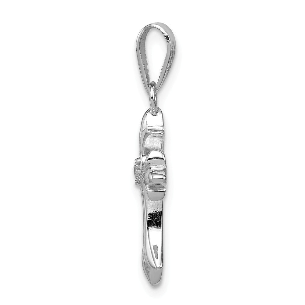 Million Charms 925 Sterling Silver Rhodium-Plated (Cubic Zirconia) CZ Relgious Cross Pendant