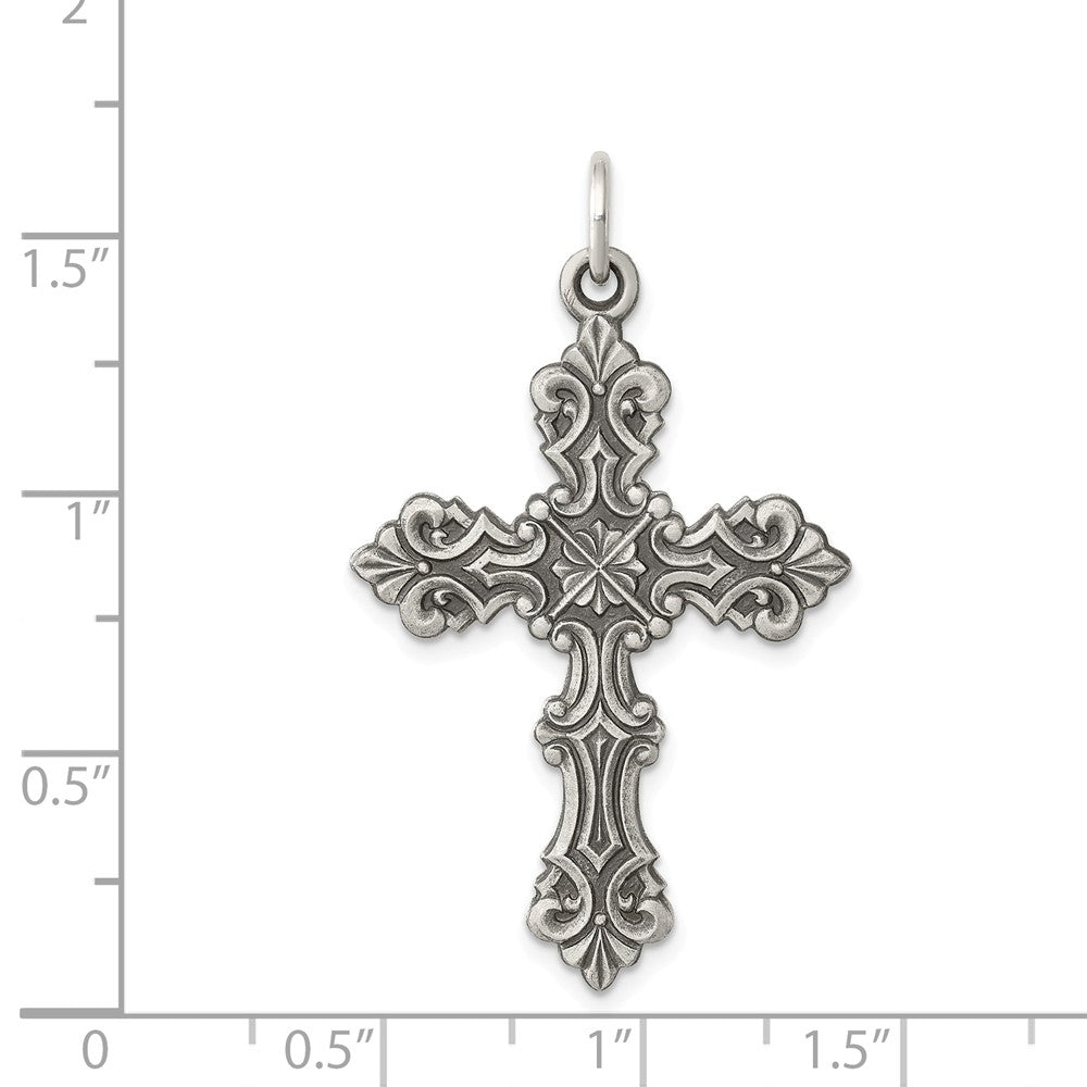 Million Charms 925 Sterling Silver Antiqued Relgious Cross Pendant