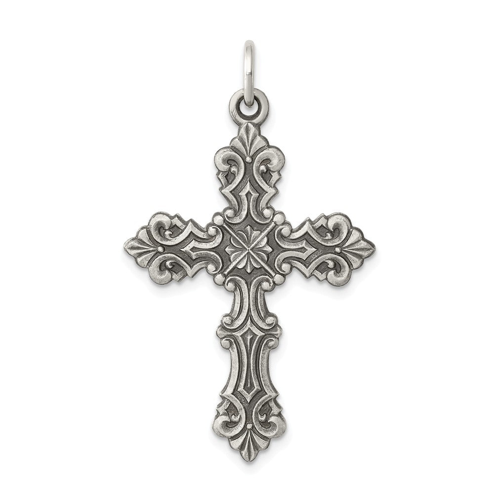 Million Charms 925 Sterling Silver Antiqued Relgious Cross Pendant