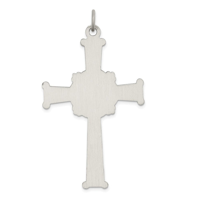Million Charms 925 Sterling Silver Antiqued, Textured, Brushed Relgious Cross Pendant