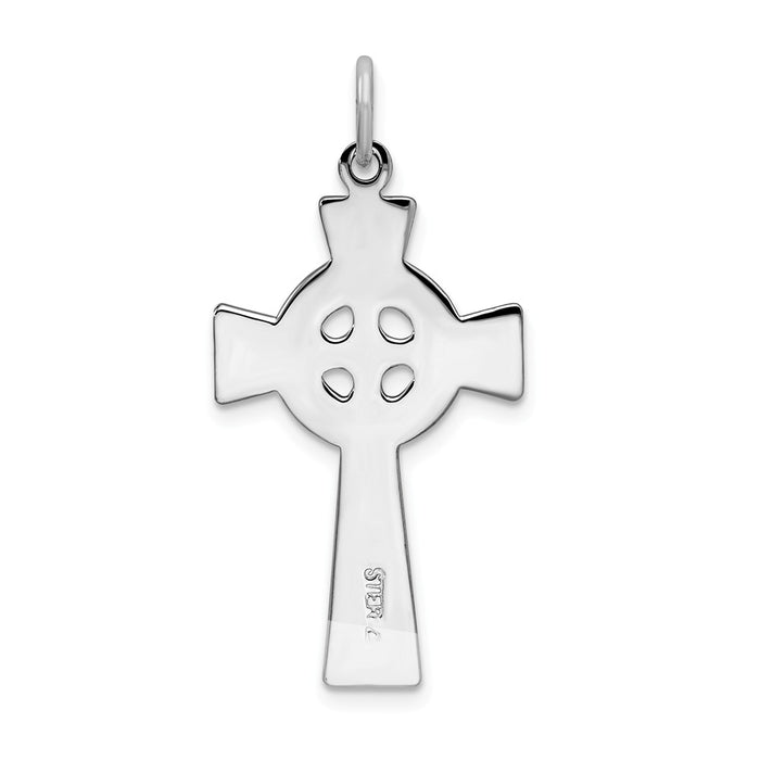 Million Charms 925 Sterling Silver Rhodium-Plated Celtic Relgious Cross Pendant