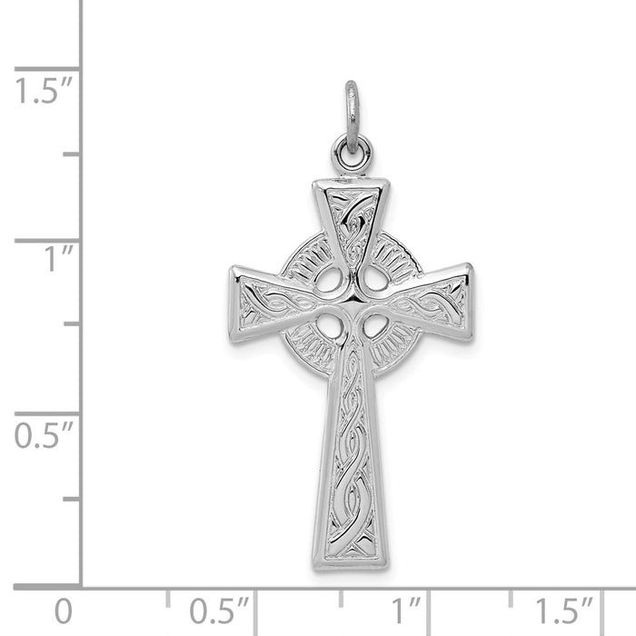 Million Charms 925 Sterling Silver Rhodium-Plated Celtic Relgious Cross Pendant