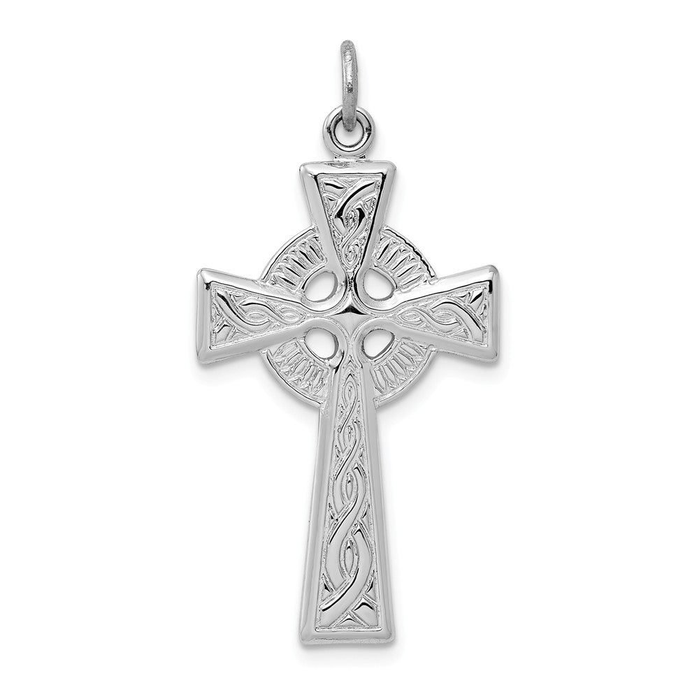 Million Charms 925 Sterling Silver Rhodium-Plated Celtic Relgious Cross Pendant