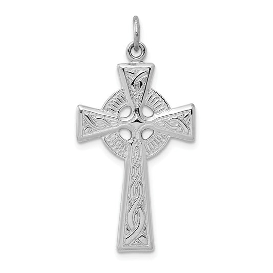 Million Charms 925 Sterling Silver Rhodium-Plated Celtic Relgious Cross Pendant