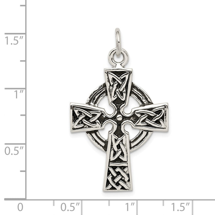 Million Charms 925 Sterling Silver Antiqued Celtic Relgious Cross Charm