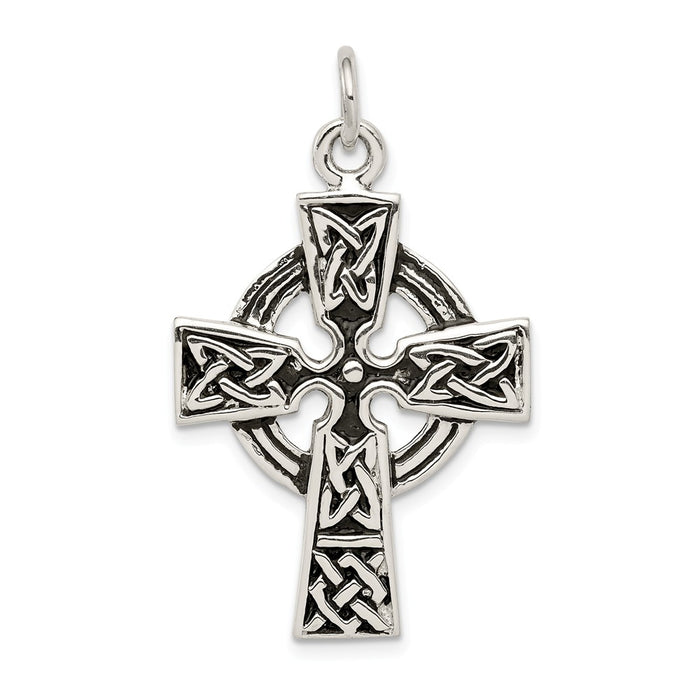 Million Charms 925 Sterling Silver Antiqued Celtic Relgious Cross Charm