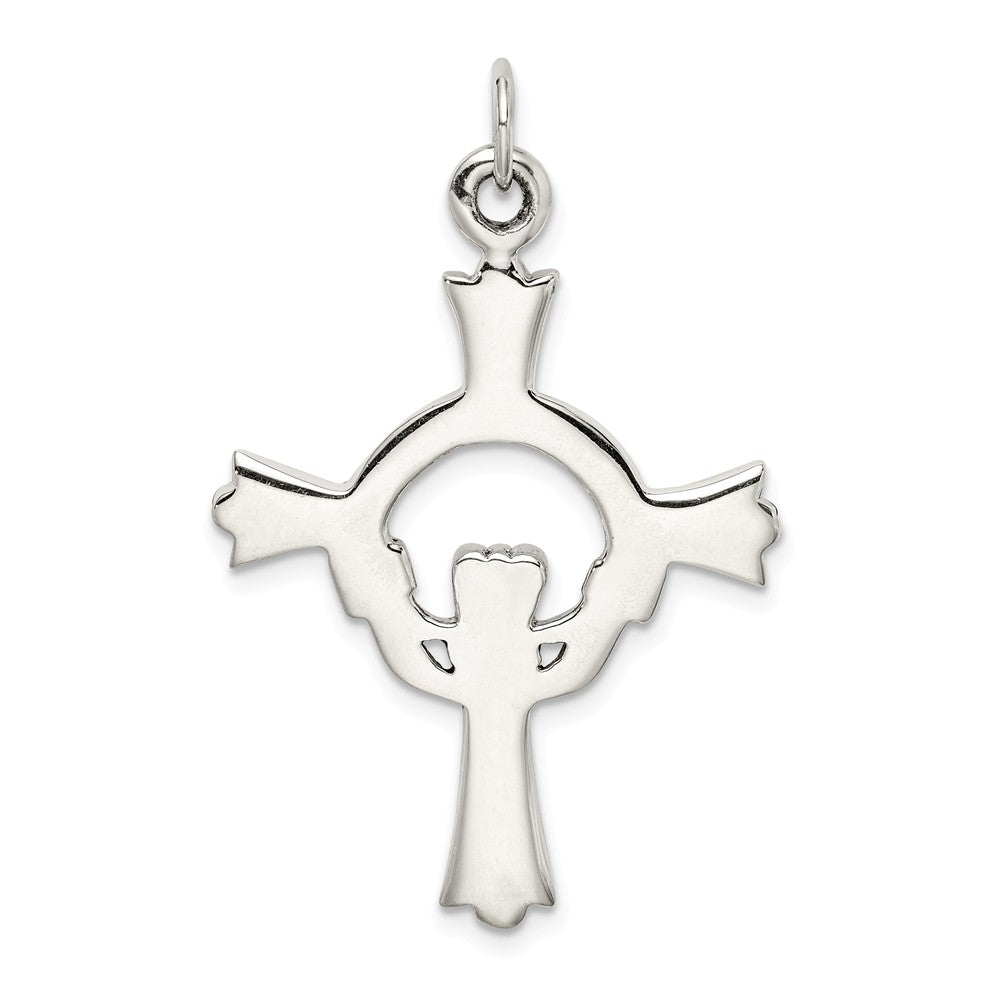 Million Charms 925 Sterling Silver Antiqued Claddagh Relgious Cross Charm