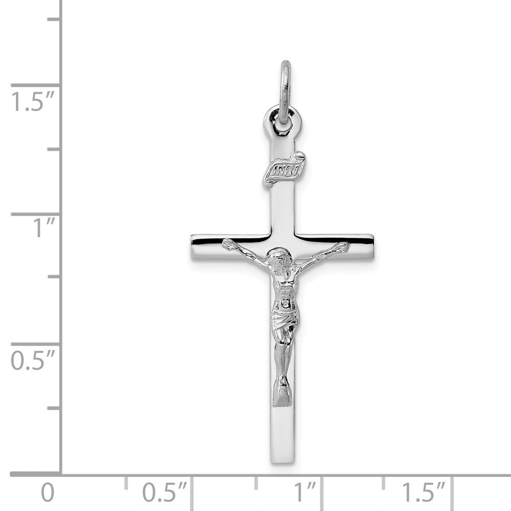 Million Charms 925 Sterling Silver Rhodium-Plated Inri Relgious Crucifix Pendant