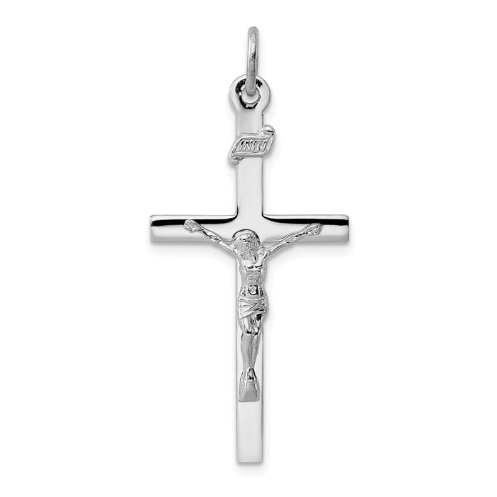 Million Charms 925 Sterling Silver Rhodium-Plated Inri Relgious Crucifix Pendant